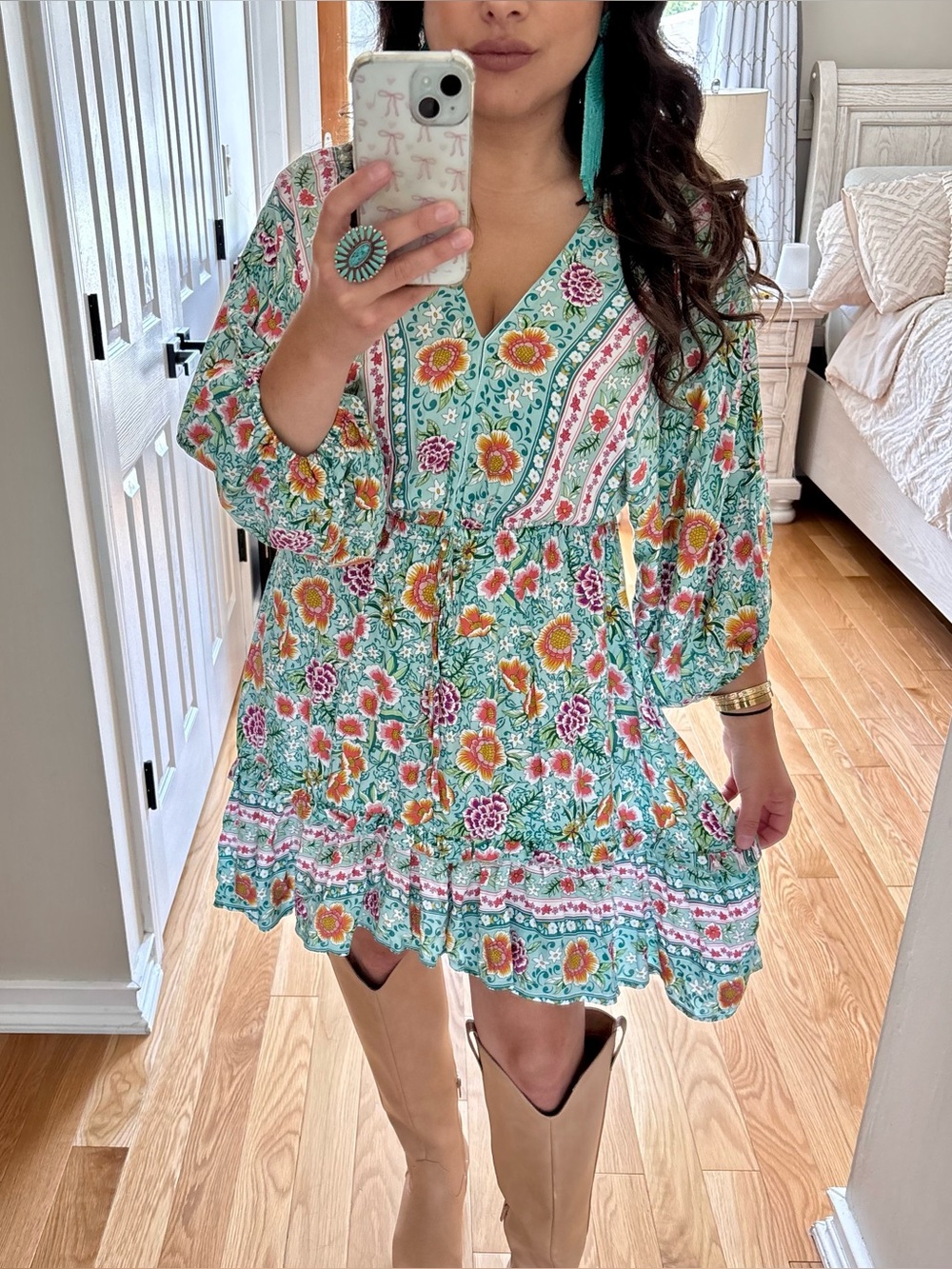 Umgee balloon sleeve boho dress